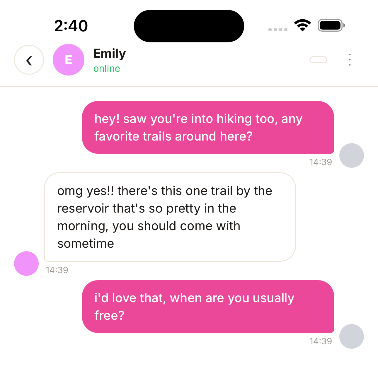 Practice chat conversation with a Zelo AI character